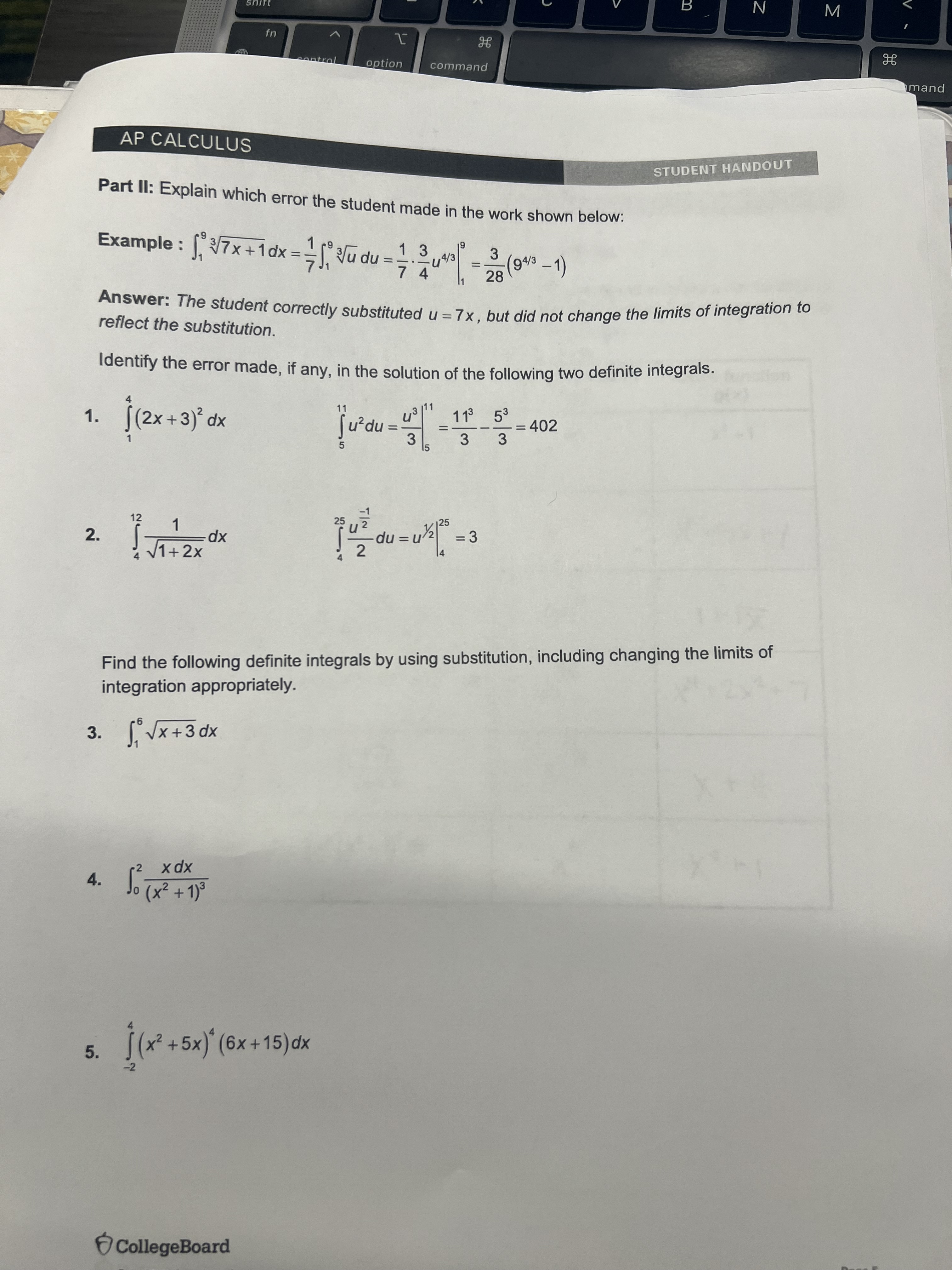 Solved Part II: Explain which error the student made in the | Chegg.com