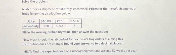 Solve the problem: A lab orders a shipment of 100 | Chegg.com