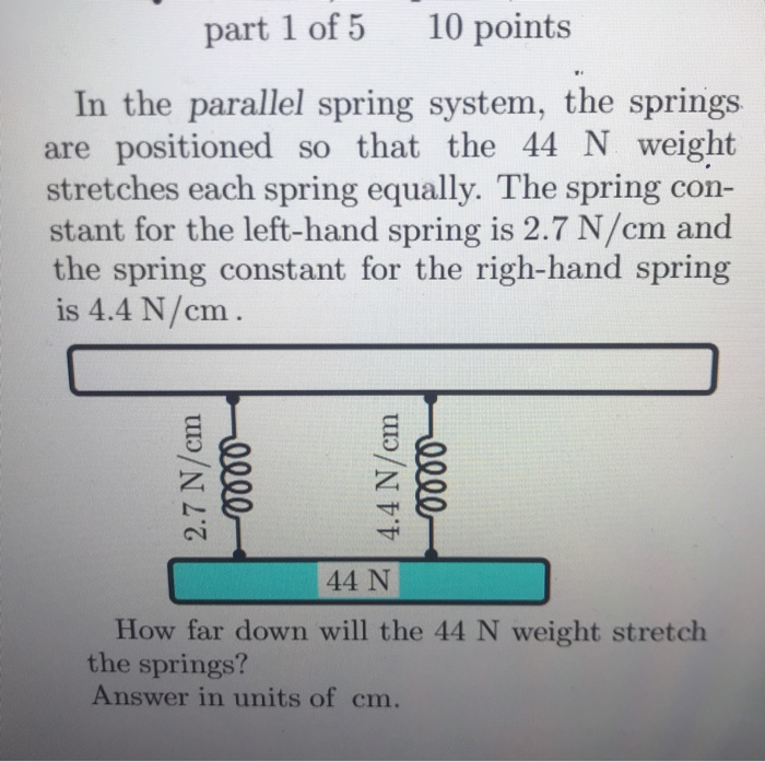 Solved part 1 of 5 10 points In the parallel spring system, | Chegg.com