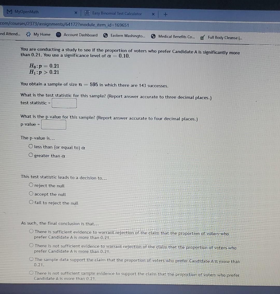 Solved You are conducting a study to see if the proportion | Chegg.com