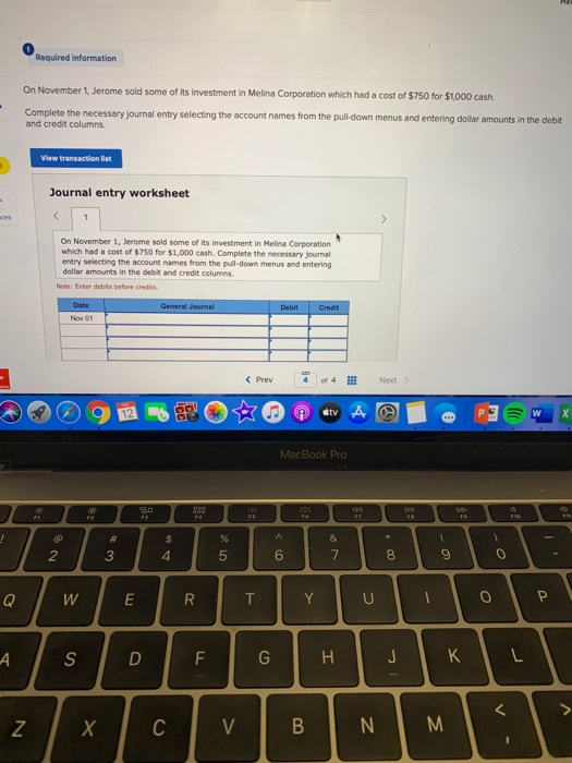 Solved Required information On November 1 Jerome sold some | Chegg.com