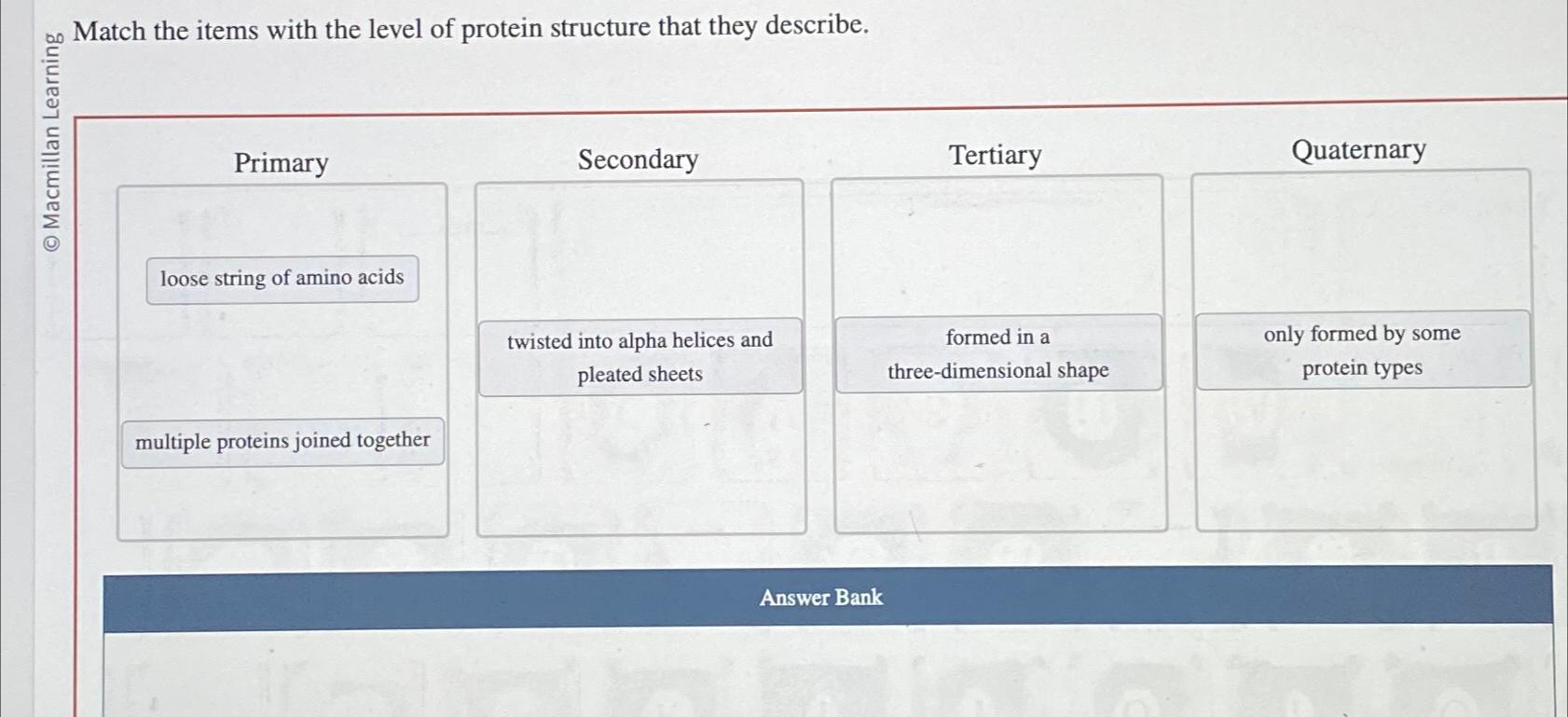 Solved Match the items with the level of protein structure | Chegg.com
