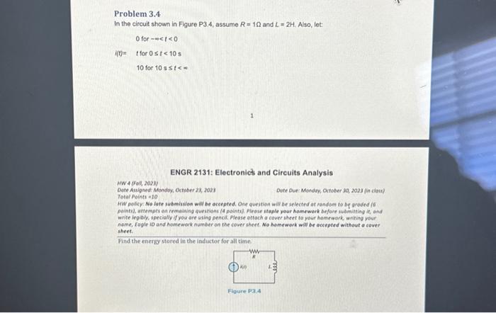 Solved Problem 3.4 In the circuit shown in Figure P3.4, | Chegg.com