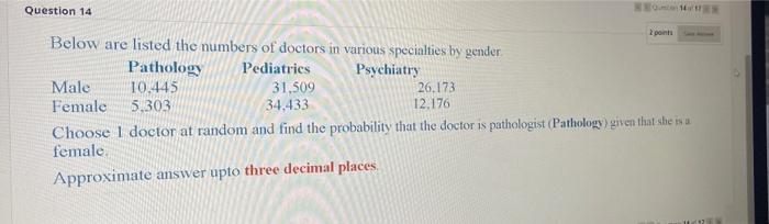 Solved Question 14 2 points Below are listed the numbers of | Chegg.com