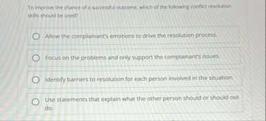 Solved To improve the chance of a successful outcome, which | Chegg.com