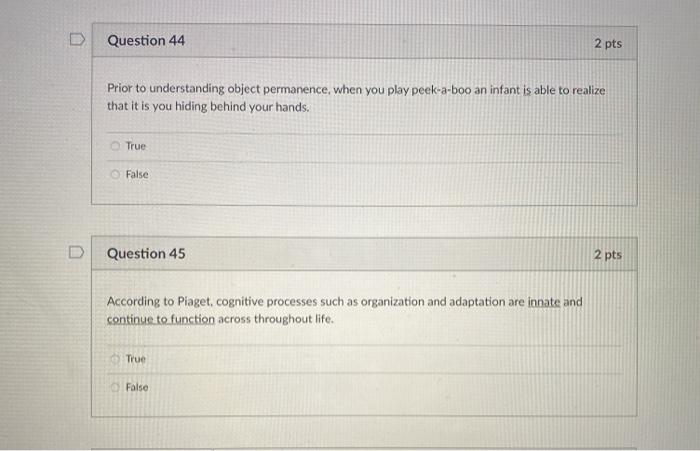 Solved 1 according to piaget cognitive processes such as Chegg