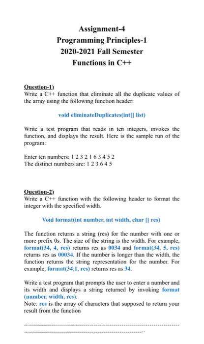 Solved Assignment-4 Programming Principles-1 2020-2021 Fall | Chegg.com