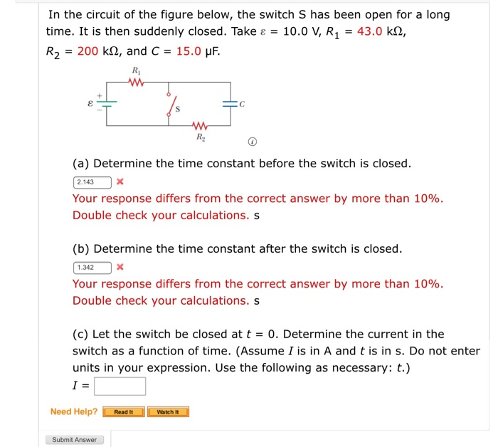 Solved In the circuit of the figure below, the switch S has | Chegg.com