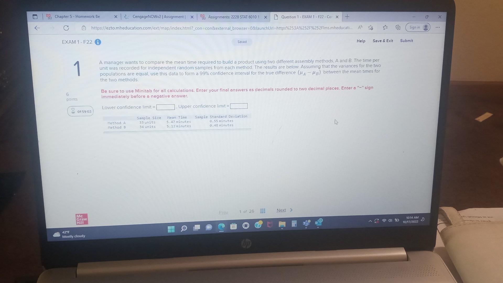 Solved A manager wants to compare the mean time required to | Chegg.com