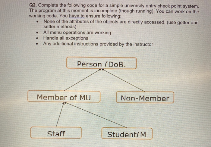 Solved Q2. Complete the following code for a simple | Chegg.com