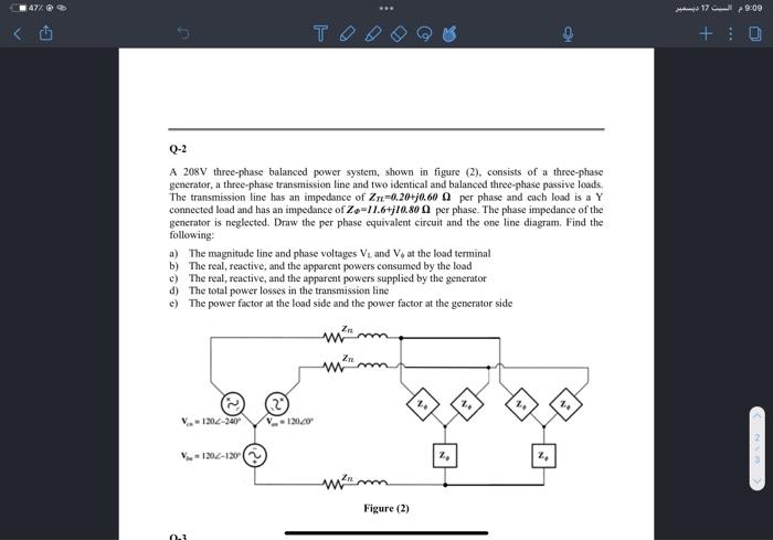 Solved A 208 V Three-phase Balanced Power System, Shown In | Chegg.com