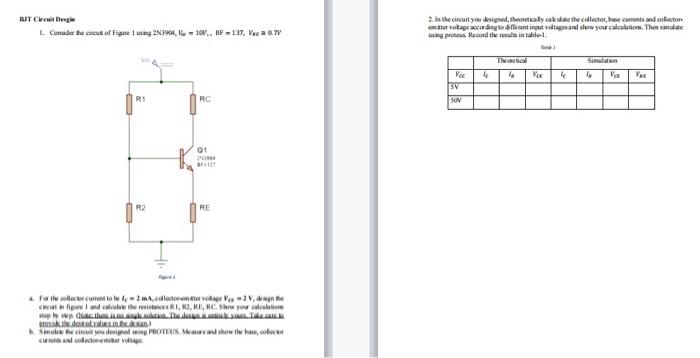 Solved BJT Circuit Desgin 1. Consider the circuit of Figure | Chegg.com