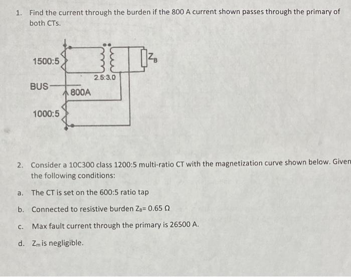 1. Find the current through the burden if the 800 A | Chegg.com