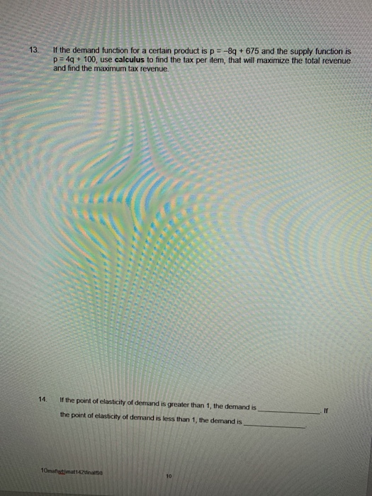 Solved 13 If the demand function for a certain product is p | Chegg.com