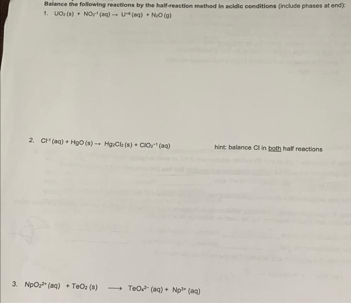 Solved Balance the following reactions by the half-reaction | Chegg.com
