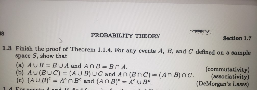 Solved PROBABILITY THEORY Section 1.7 1.3 Finish The Proof | Chegg.com