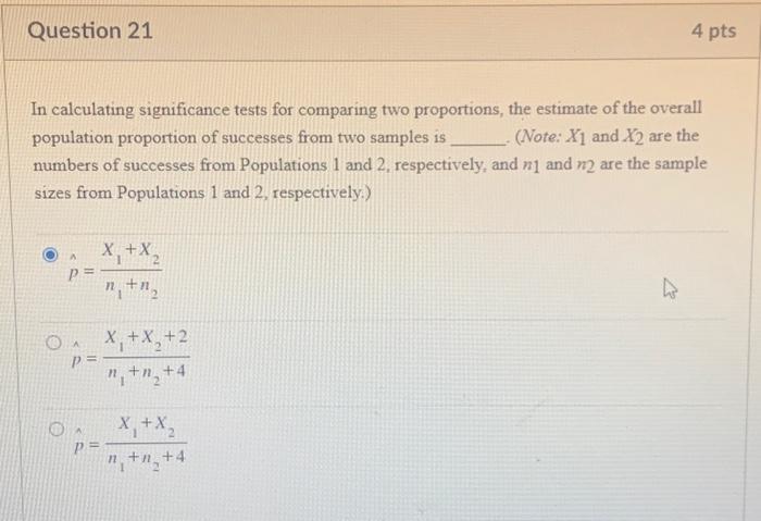 Solved In Calculating Significance Tests For Comparing Two | Chegg.com