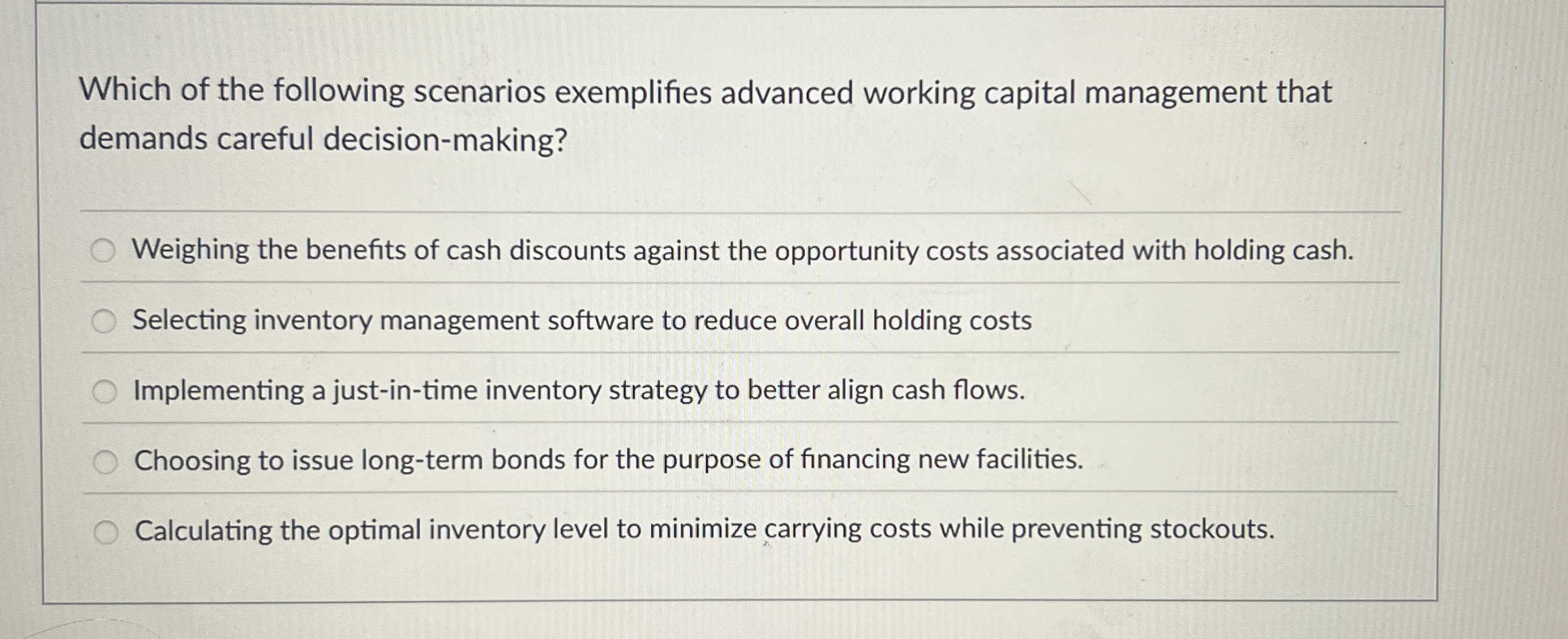Solved Which of the following scenarios exemplifies advanced | Chegg.com