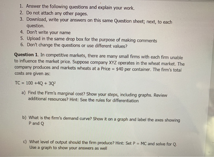 Solved 1 Answer The Following Questions And Explain Your 5446