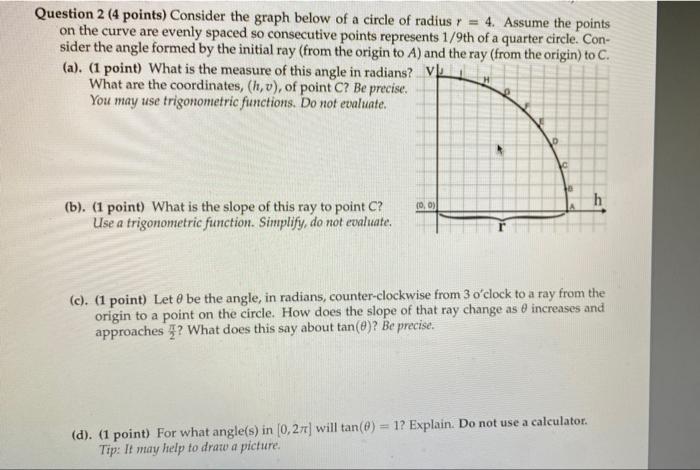 Solved Question 2 (4 points) Consider the graph below of a | Chegg.com