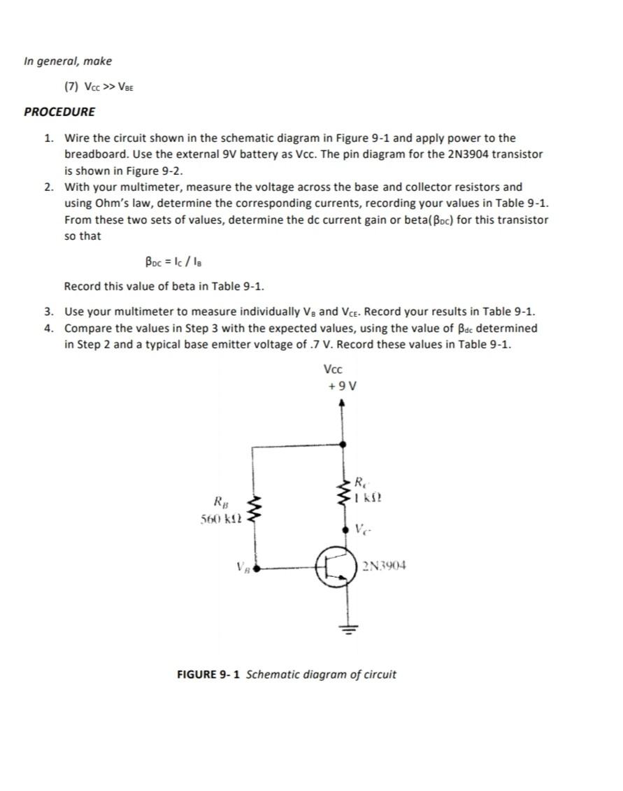 Solved 9Transistor Base Biasing PURPOSE AND BACKGROUND The
