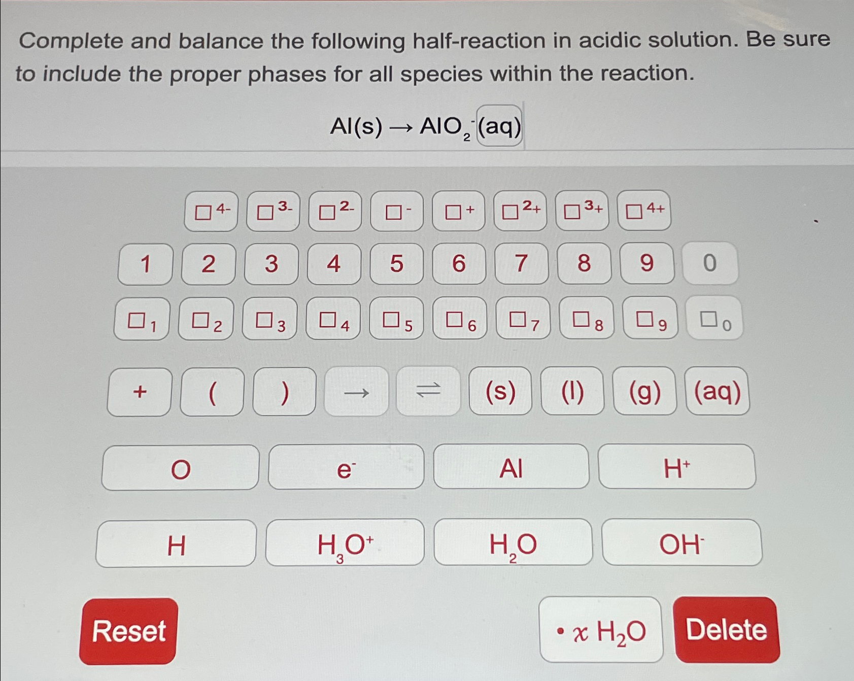 Complete and balance the following half-reaction in | Chegg.com