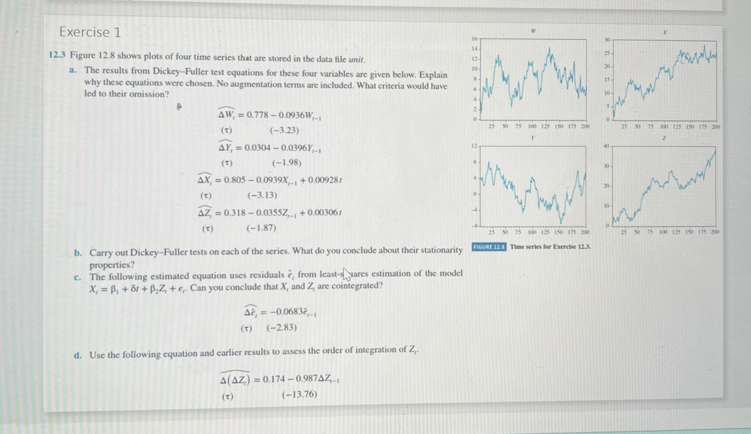 Exercise 112.3 ﻿Figure 12.8 ﻿shows plots of four time | Chegg.com