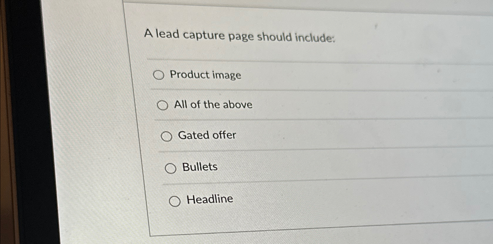 Solved A lead capture page should include:Product imageAll | Chegg.com