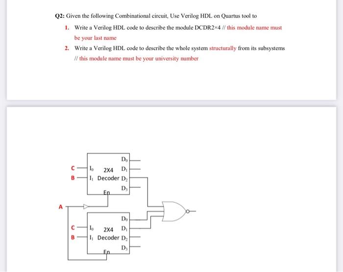 Solved Q2: Given the following Combinational circuit, Use | Chegg.com