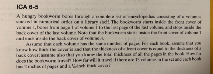 Solved ICA 6-5 A hungry bookworm bores through a complete | Chegg.com