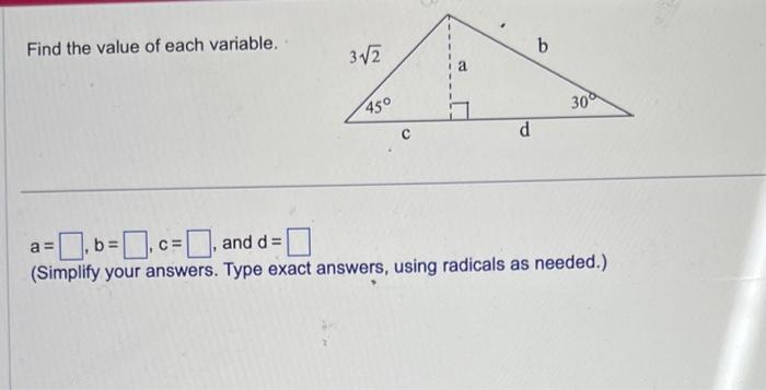 Solved Find The Value Of Each Variable Abc And D 9627