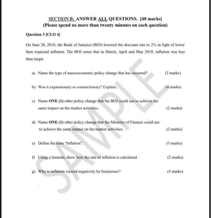 Solved SECTION B: ANSWER ALL QUESTIONS. [40 Marks] (Please | Chegg.com