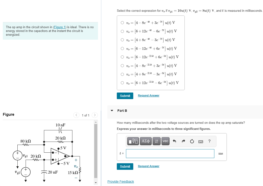 Solved The op amp in the circuit shown in (Figure 1) ﻿is | Chegg.com