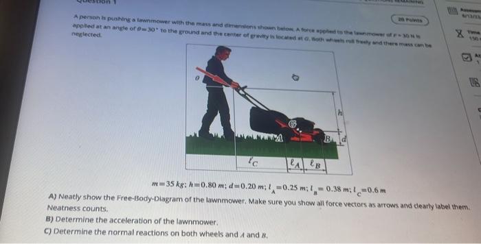 Solved neylected \\[ m=35 \\mathrm{~kg} ; h=0.80 | Chegg.com