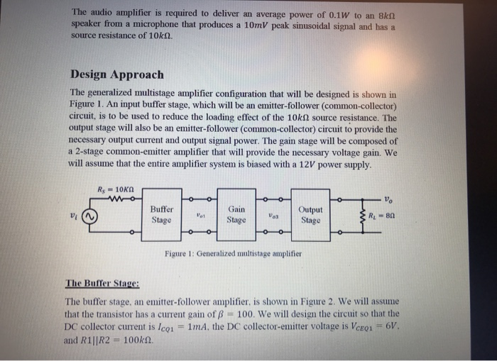 The audio amplifier is required to deliver an average