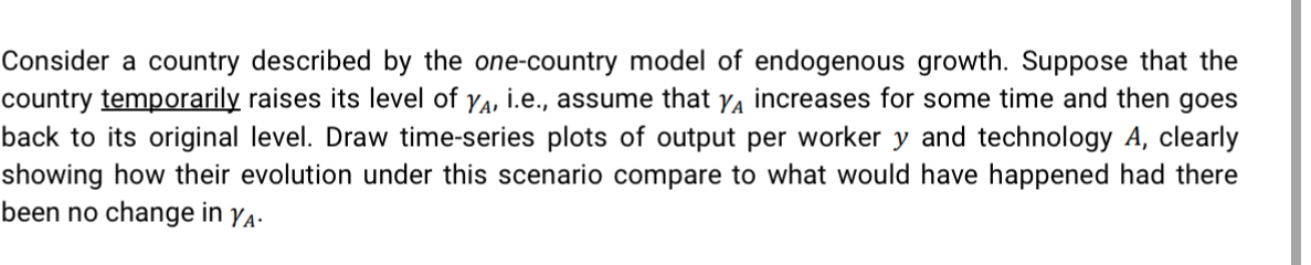 Solved by an EXPERT Consider a country described by the one-country ...