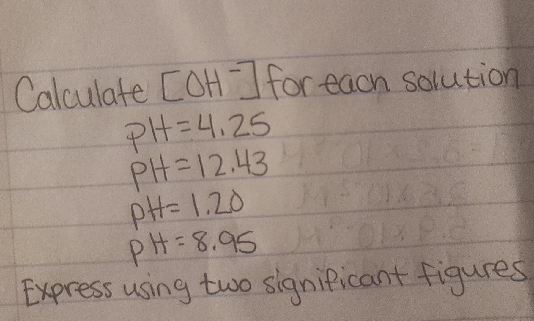 if the ph of a solution is 4 what is the oh