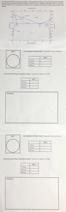 Solved (2) Using the following Cu-Ag phase diagram, make | Chegg.com