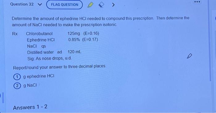 Solved Determine the amount of ephedrine HCl needed to | Chegg.com