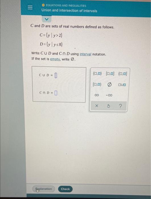 Solved E EQUATIONS AND INEQUALITIES Union and intersection | Chegg.com