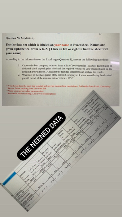 Question No 3 Marks 4 Use The Data Set Which Is Chegg Com