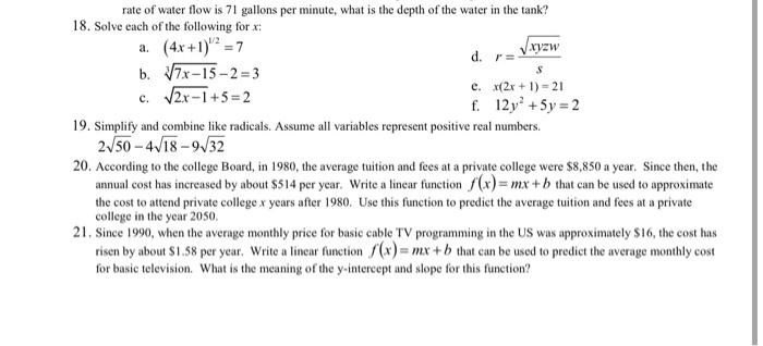Solved rate of water flow is 71 gallons per minute, what is | Chegg.com