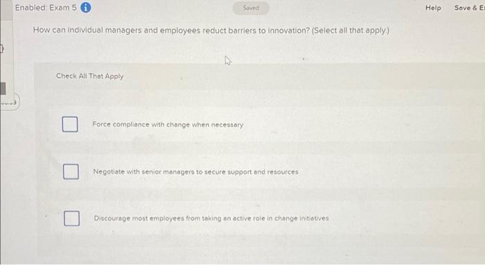 Solved Enabled: Exam 5 Saved Help Save & E How can | Chegg.com