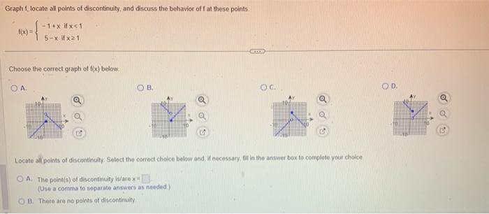 Solved Graph f, locate all points of discontinuity, and | Chegg.com