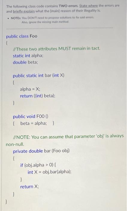 Solved The following class code contains TWO errors. State | Chegg.com