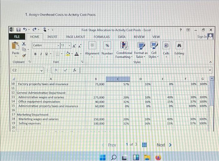 1. Assign Overhead Costs to Activity Cost Pools X ? - | Chegg.com