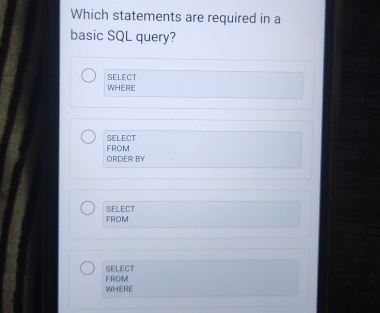Solved Which statements are required in a basic SQL | Chegg.com