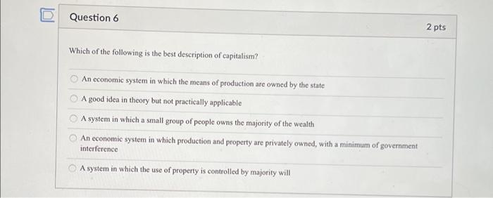 Solved Question 6 2 pts Which of the following is the best | Chegg.com