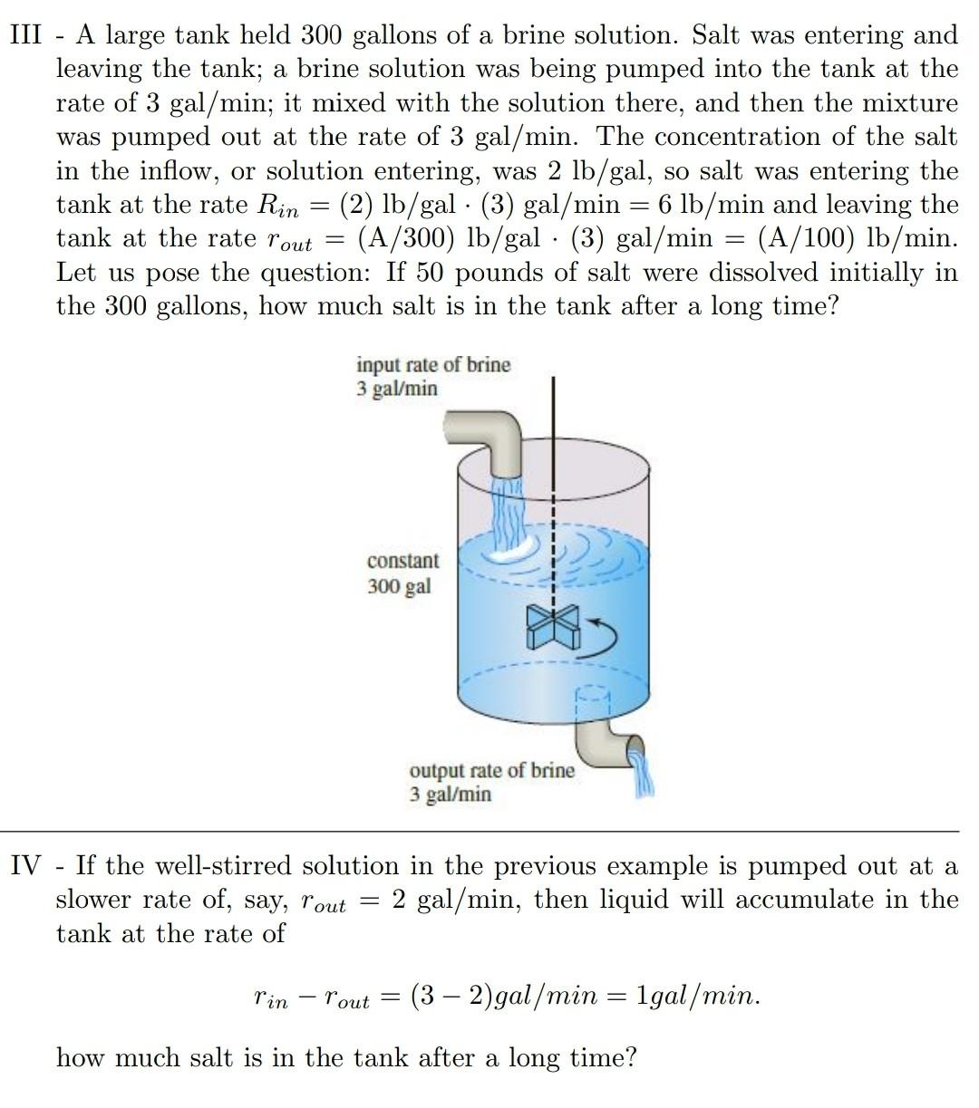 solved-iii-a-large-tank-held-300-gallons-of-a-brine-chegg