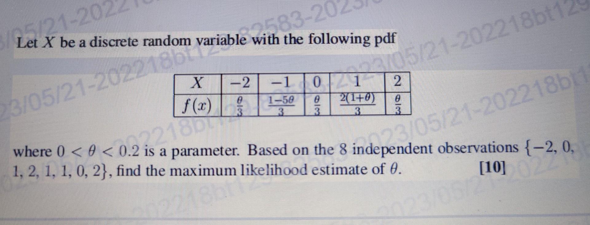 Solved Let X be a discrete random variable with the | Chegg.com